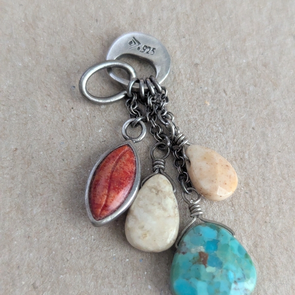 Silpada Jewelry - 925 Sterling Silpada Multistone Dangle Necklace Charm – Turquoise, Coral & Cream